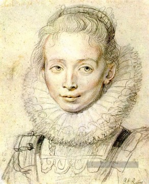 Portrait d’une craie de femme de chambre Baroque Peter Paul Rubens Peinture à l'huile